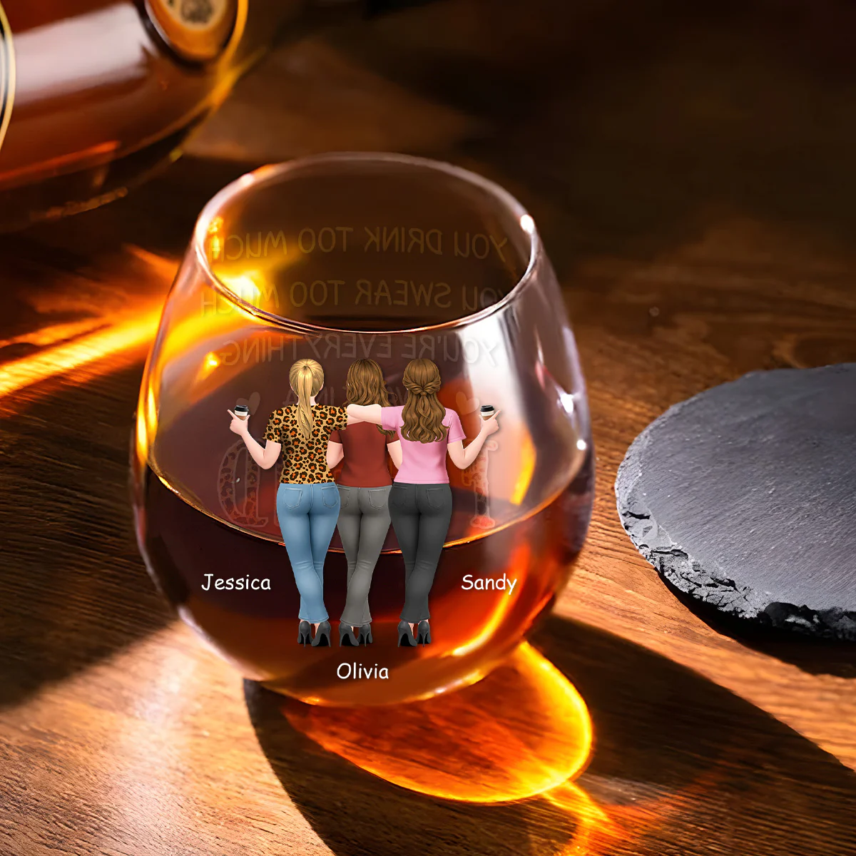 Too Much But Just Right - Personalized Custom Wine Glass - Image 4