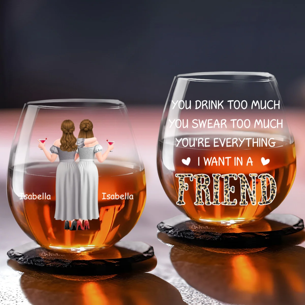 Too Much But Just Right - Personalized Custom Wine Glass - Image 5