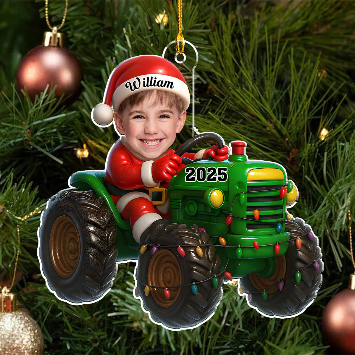 Tractor Driver - Personalized Custom Acrylic Ornament - Image 6