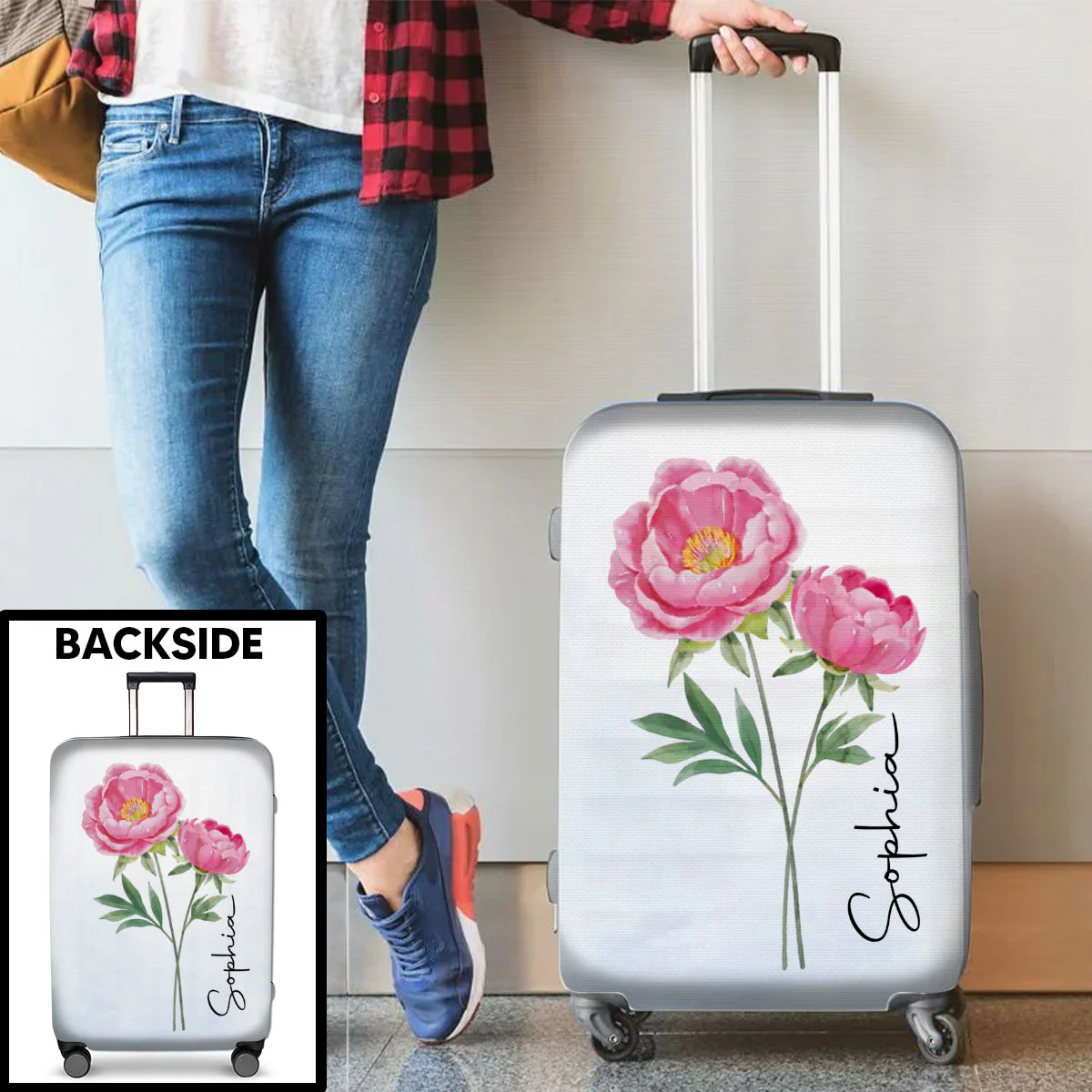 Travel Girl - Personalized Custom Luggage Cover - Image 4