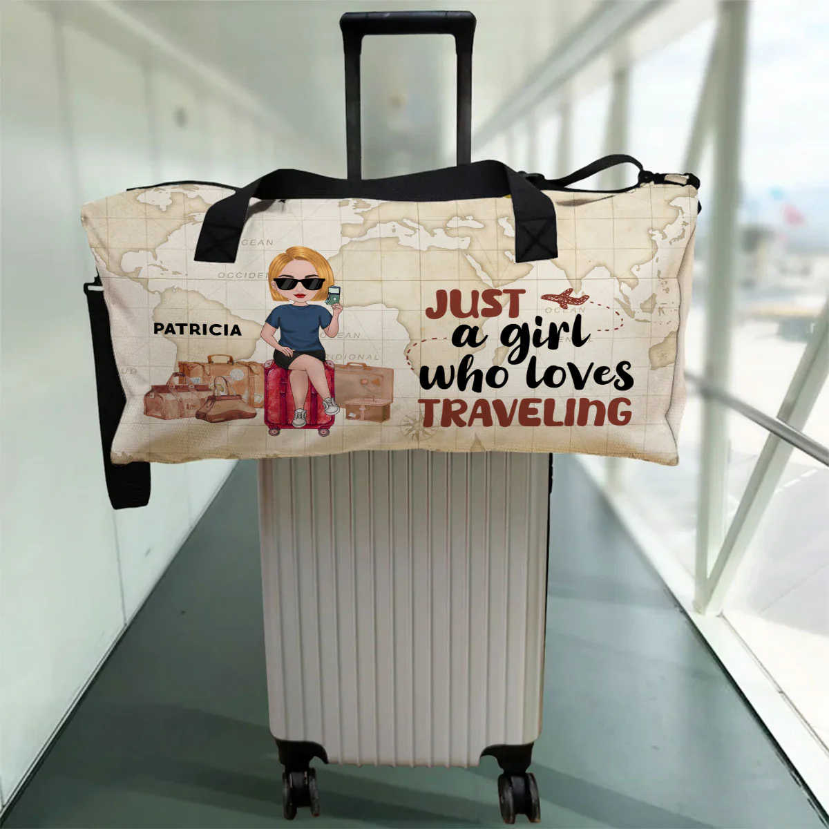 Travel Is My Therapy - Personalized Custom Duffle Bag - Image 3