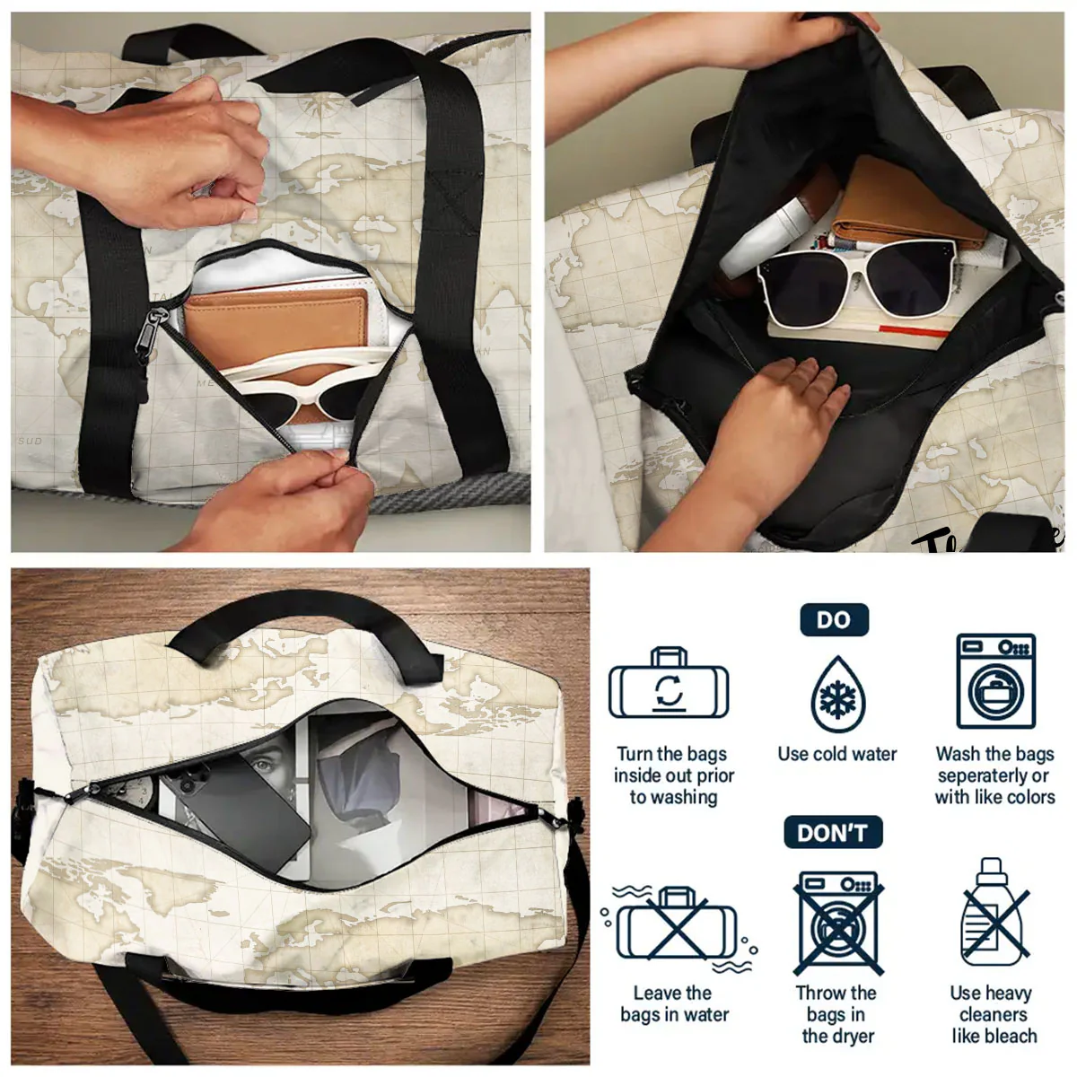 Travel Is My Therapy - Personalized Custom Duffle Bag - Image 5