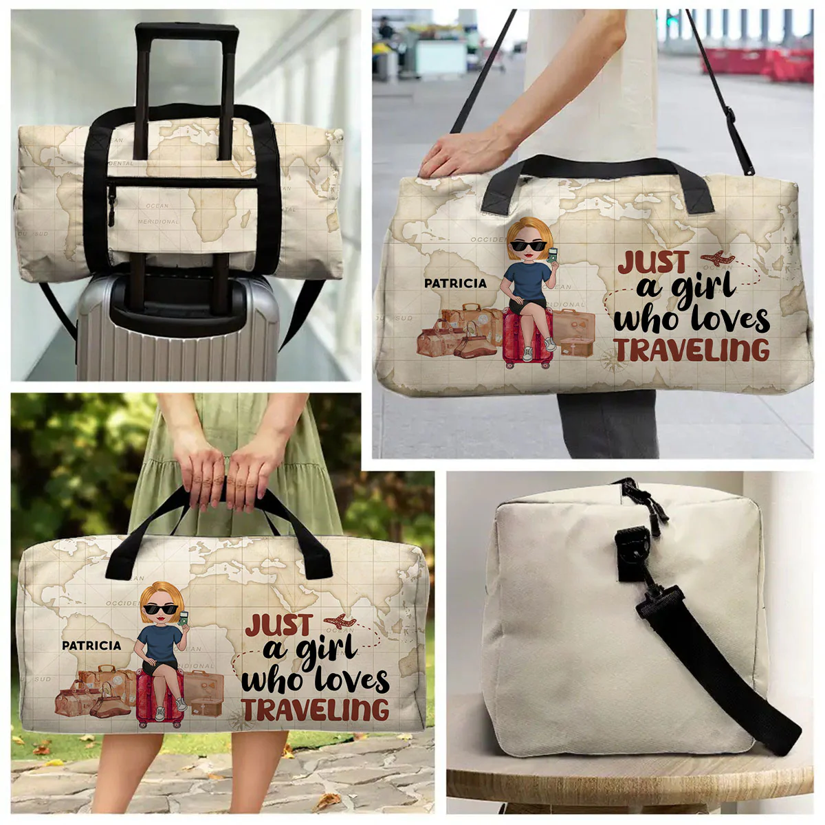 Travel Is My Therapy - Personalized Custom Duffle Bag - Image 6