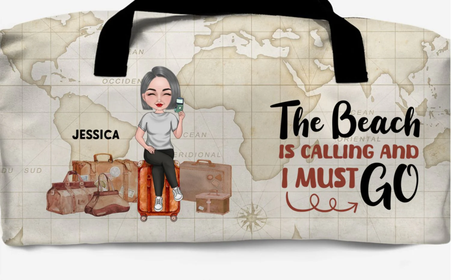 Travel Is My Therapy - Personalized Custom Duffle Bag - Image 8