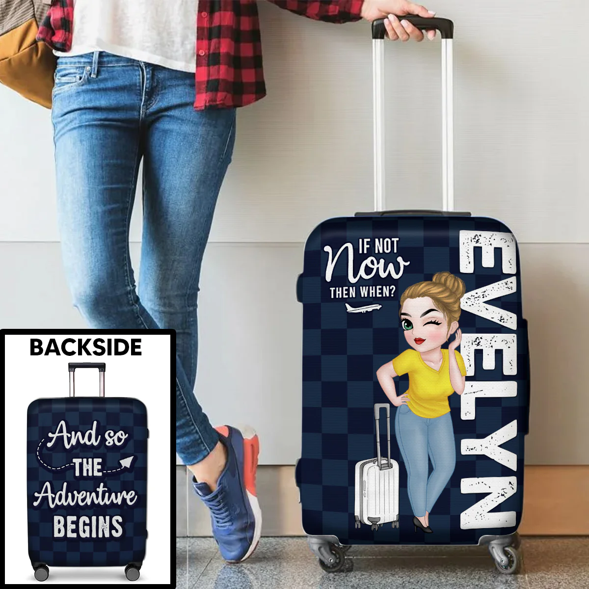 Travel Is My Therapy - Personalized Custom Luggage Cover - Image 3