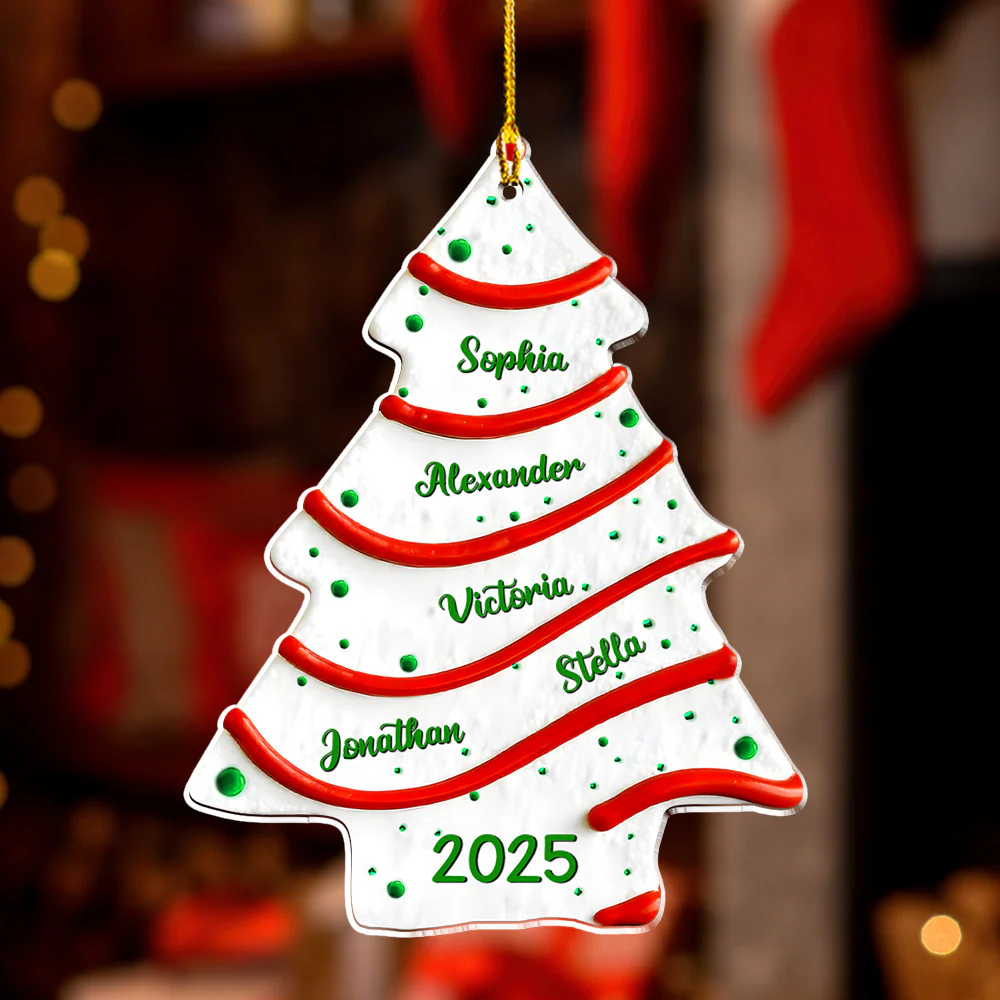 Tree Cake Custom Name - Personalized Custom 3D Effect Acrylic Ornament - Image 2