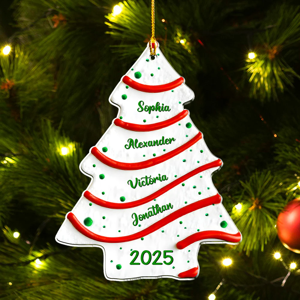 Tree Cake Custom Name - Personalized Custom 3D Effect Acrylic Ornament - Image 3