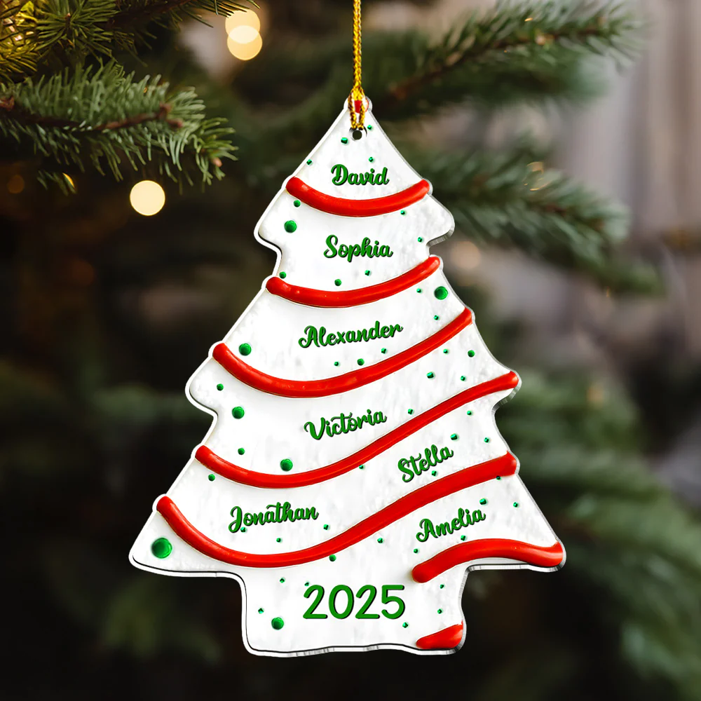 Tree Cake Custom Name - Personalized Custom 3D Effect Acrylic Ornament - Image 4
