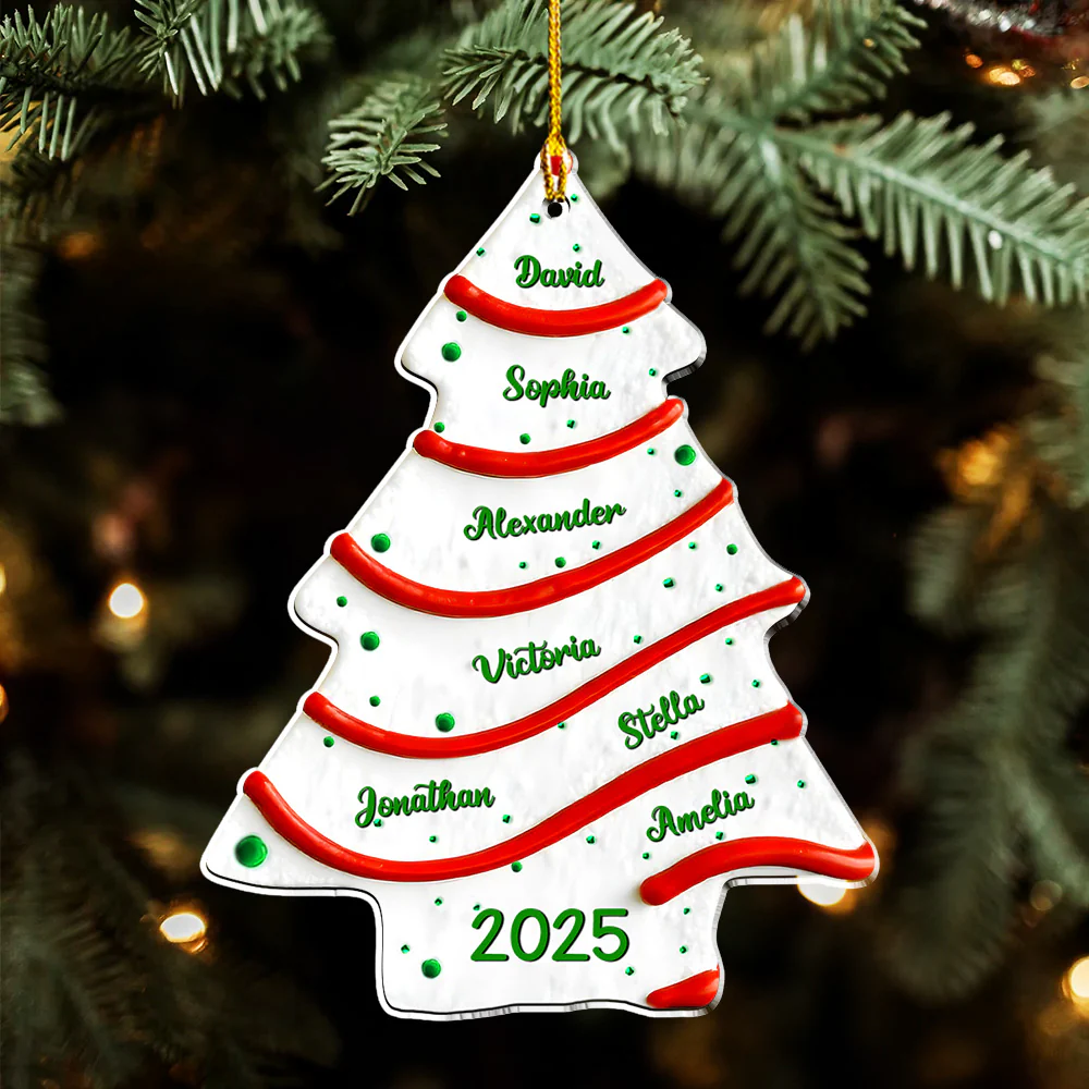 Tree Cake Custom Name - Personalized Custom 3D Effect Acrylic Ornament - Image 5