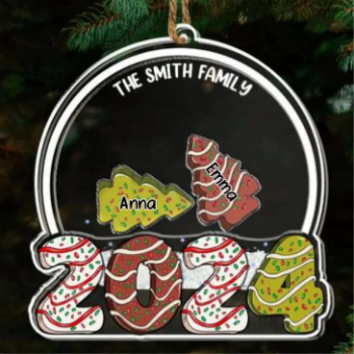 Tree Cake Family - Personalized Custom Acrylic Shaker Ornament - Image 6