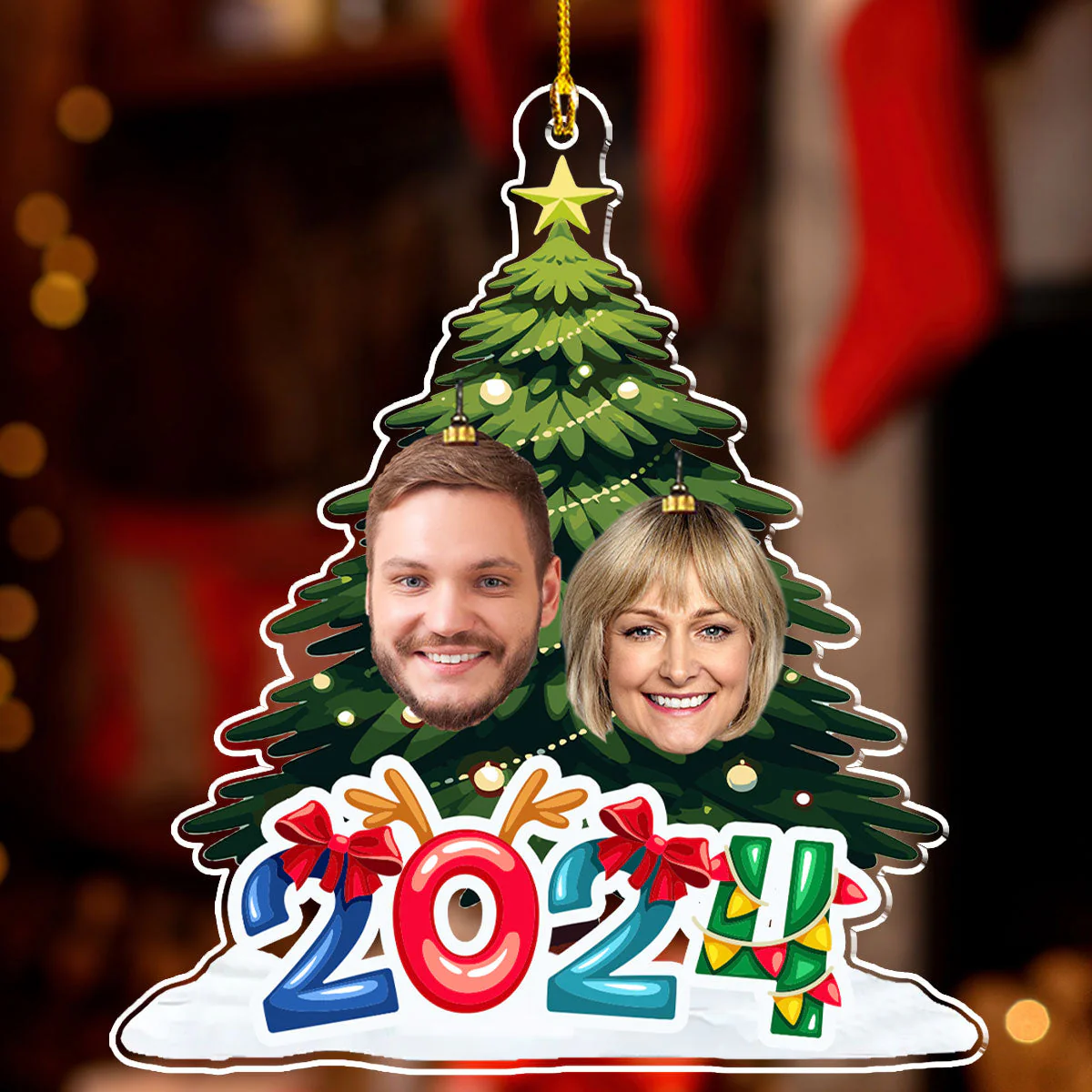 Tree Family Christmas - Personalized Custom Acrylic Ornament - Image 2