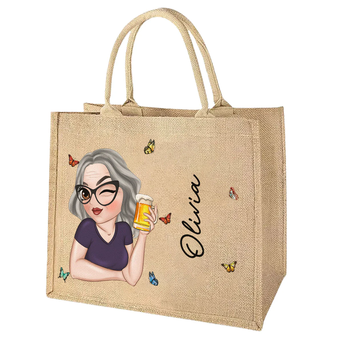 Tropical Bag - Personalized Custom Jute Tote Bag