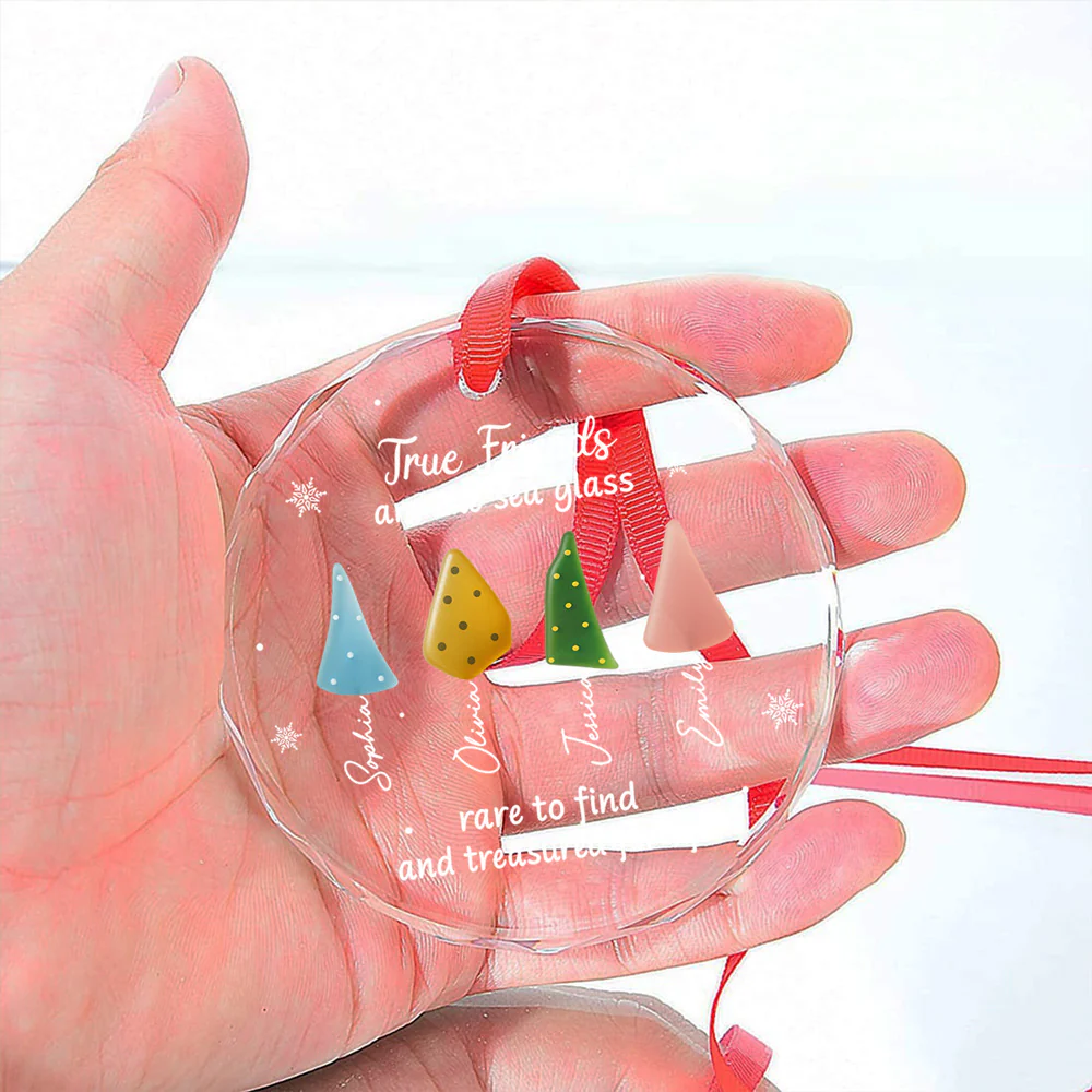 True Friend Are Like Sea Glass - Personalized Custom Glass Ornament - Image 5
