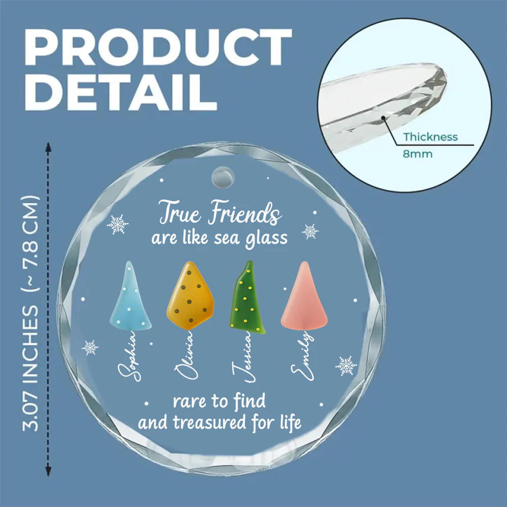 True Friend Are Like Sea Glass - Personalized Custom Glass Ornament - Image 6