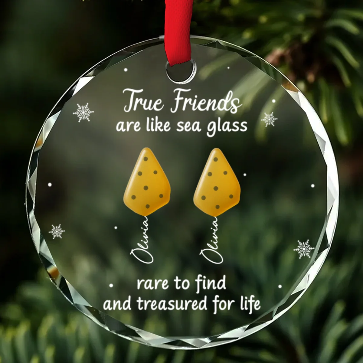True Friend Are Like Sea Glass - Personalized Custom Glass Ornament - Image 7