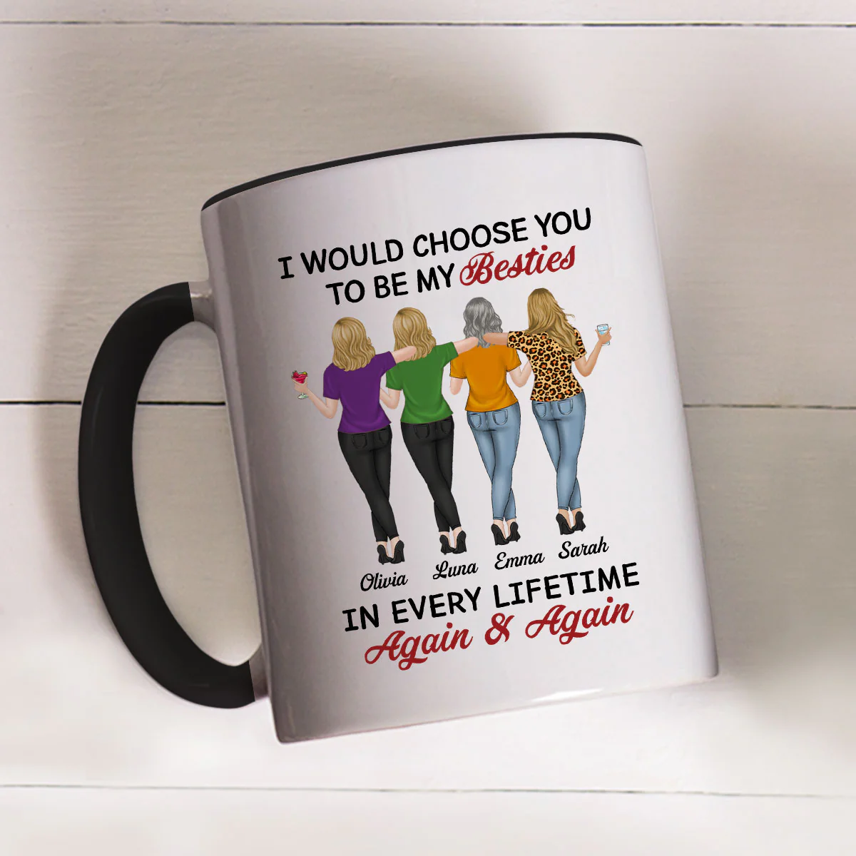 True Friends Always - Personalized Custom Accent Mug - Image 3