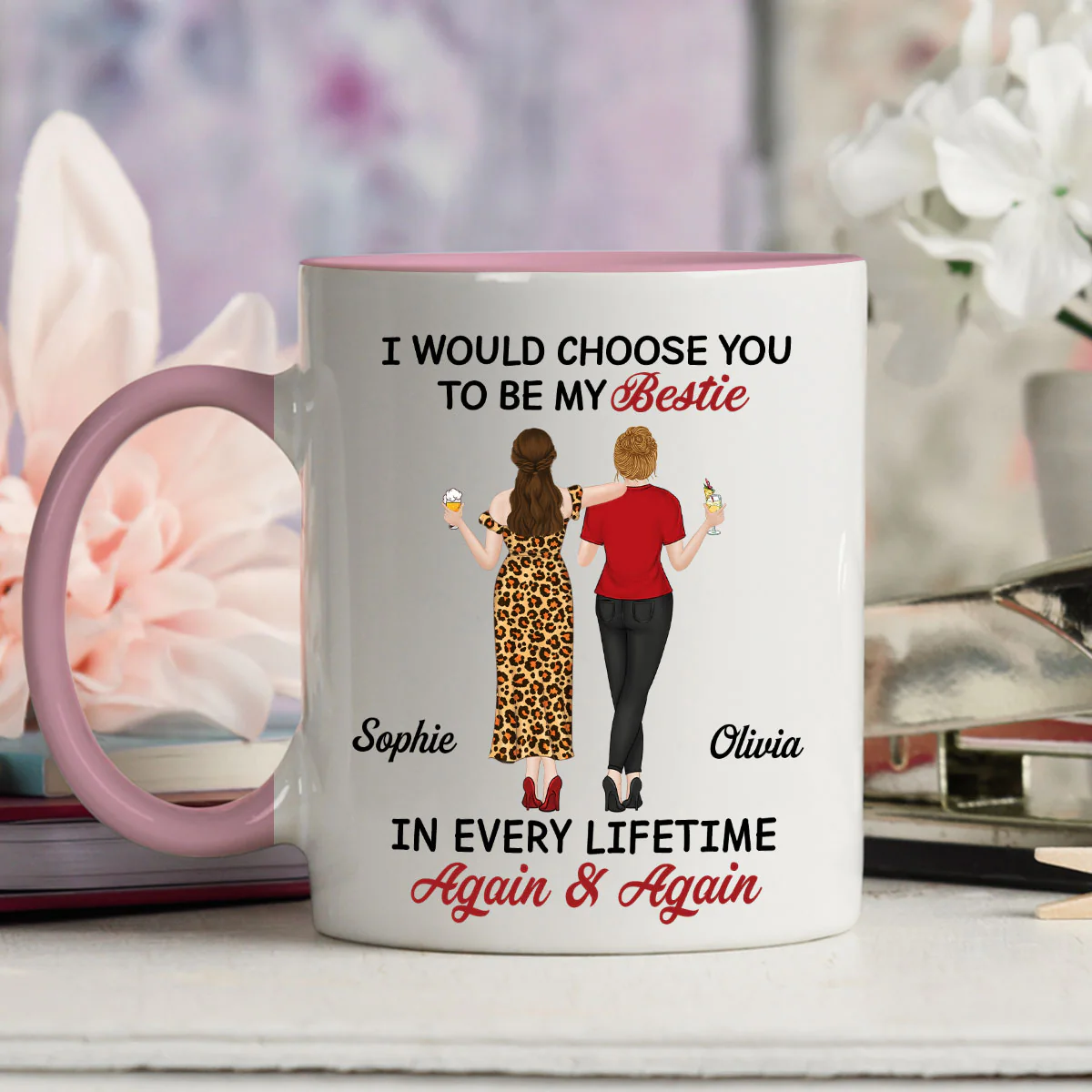 True Friends Always - Personalized Custom Accent Mug - Image 4