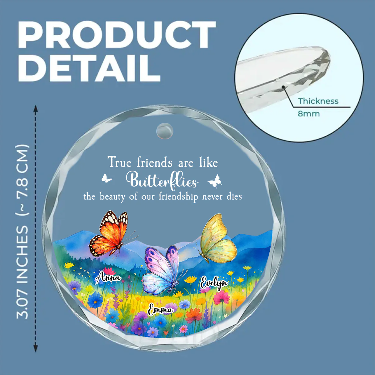 True Friends Are Like Butterflies - Personalized Custom Glass Ornament - Image 5
