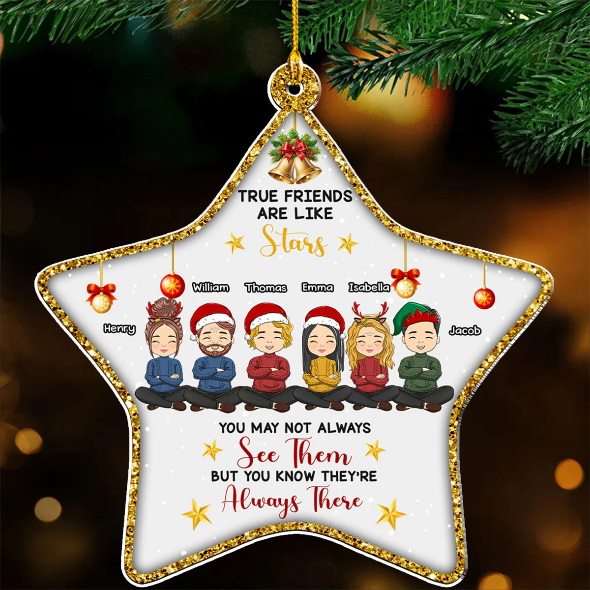 True Friends Are Like Stars - Personalized Custom Acrylic Ornament - Image 2