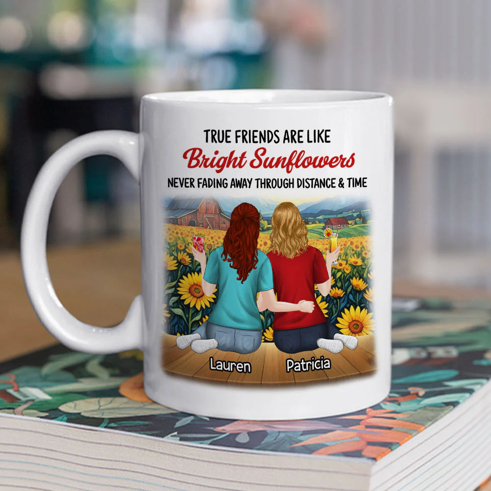 True Friends Are Like Sunflowers - Personalized Custom Coffee Mug - Image 2