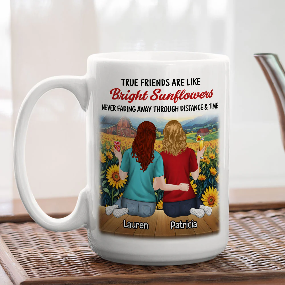True Friends Are Like Sunflowers - Personalized Custom Coffee Mug - Image 5