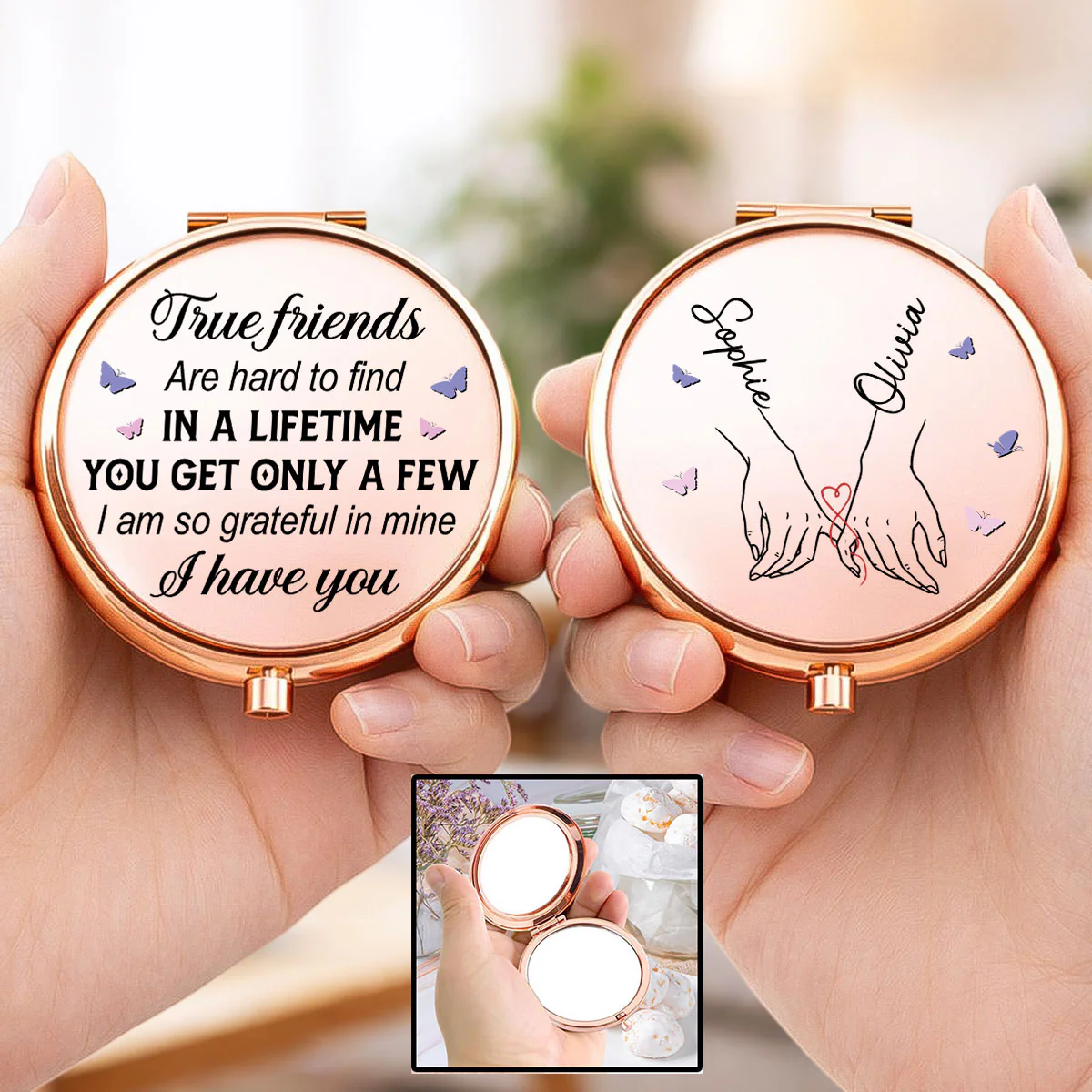 True Friends - Personalized Custom Compact Mirror