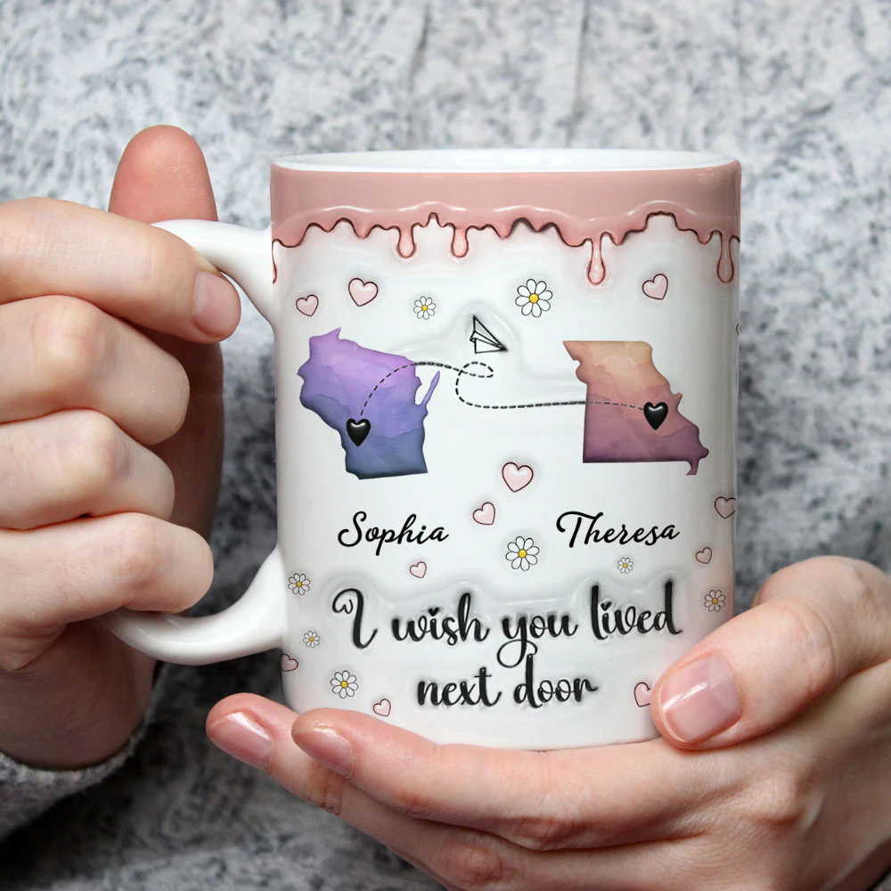 True Friendship Knows No Distance - Personalized Custom 3D Inflated Effect Mug - Image 2