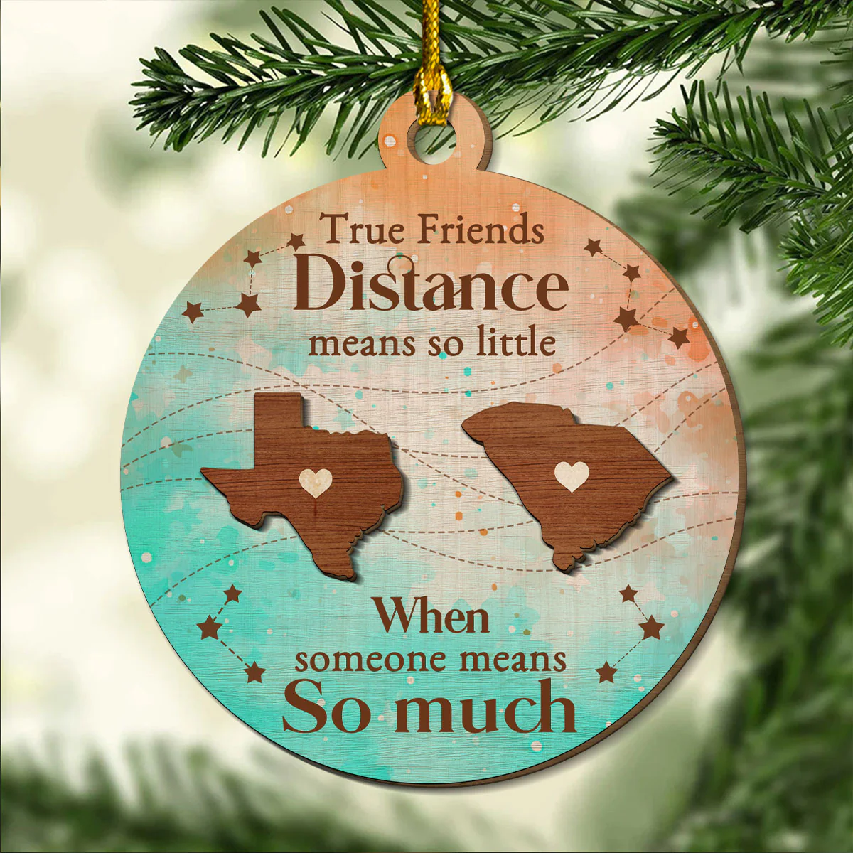 True Friendship Resists Time - Personalized Custom Freeshape 2-Layered Wood Ornament - Image 2