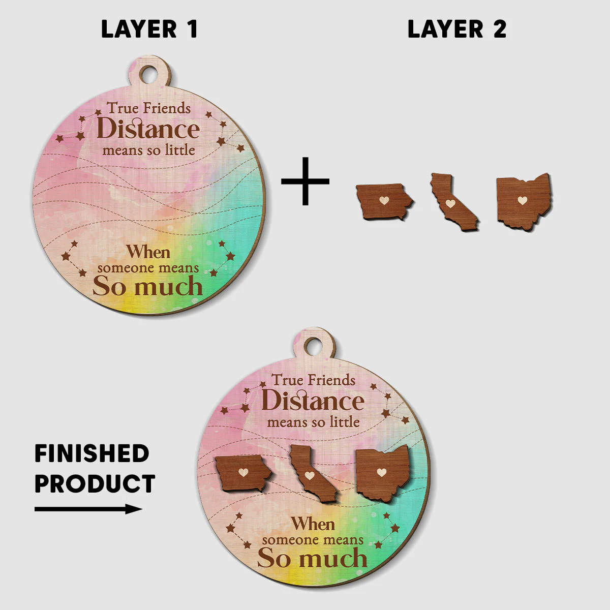 True Friendship Resists Time - Personalized Custom Freeshape 2-Layered Wood Ornament - Image 5
