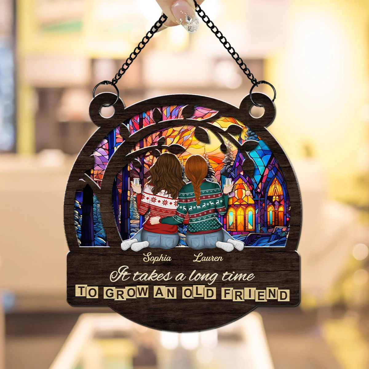 True Friendship Take Time To Grow - Personalized Custom Suncatcher - Image 2