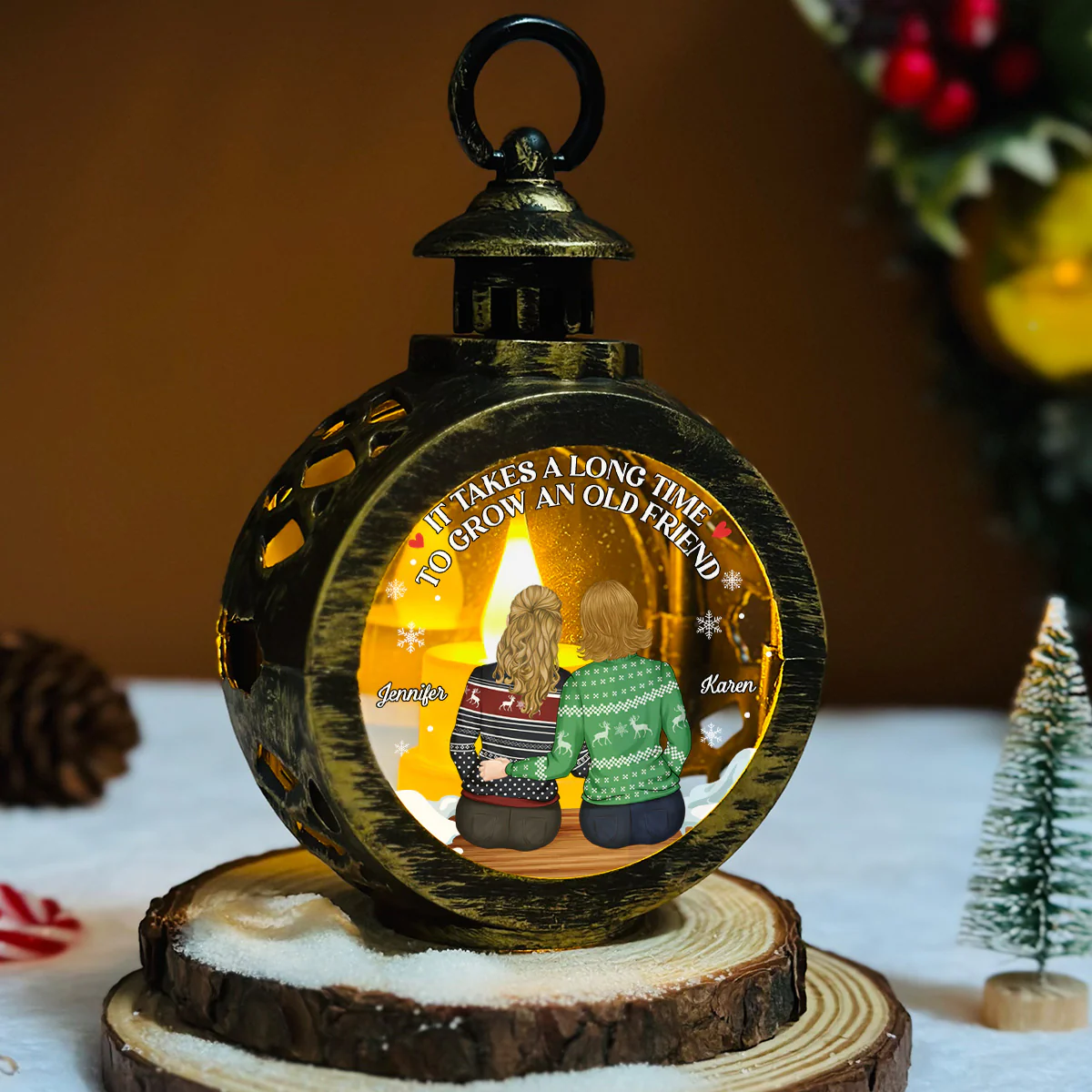 True Friendship Takes Time - Personalized Custom Christmas Lantern - Image 5
