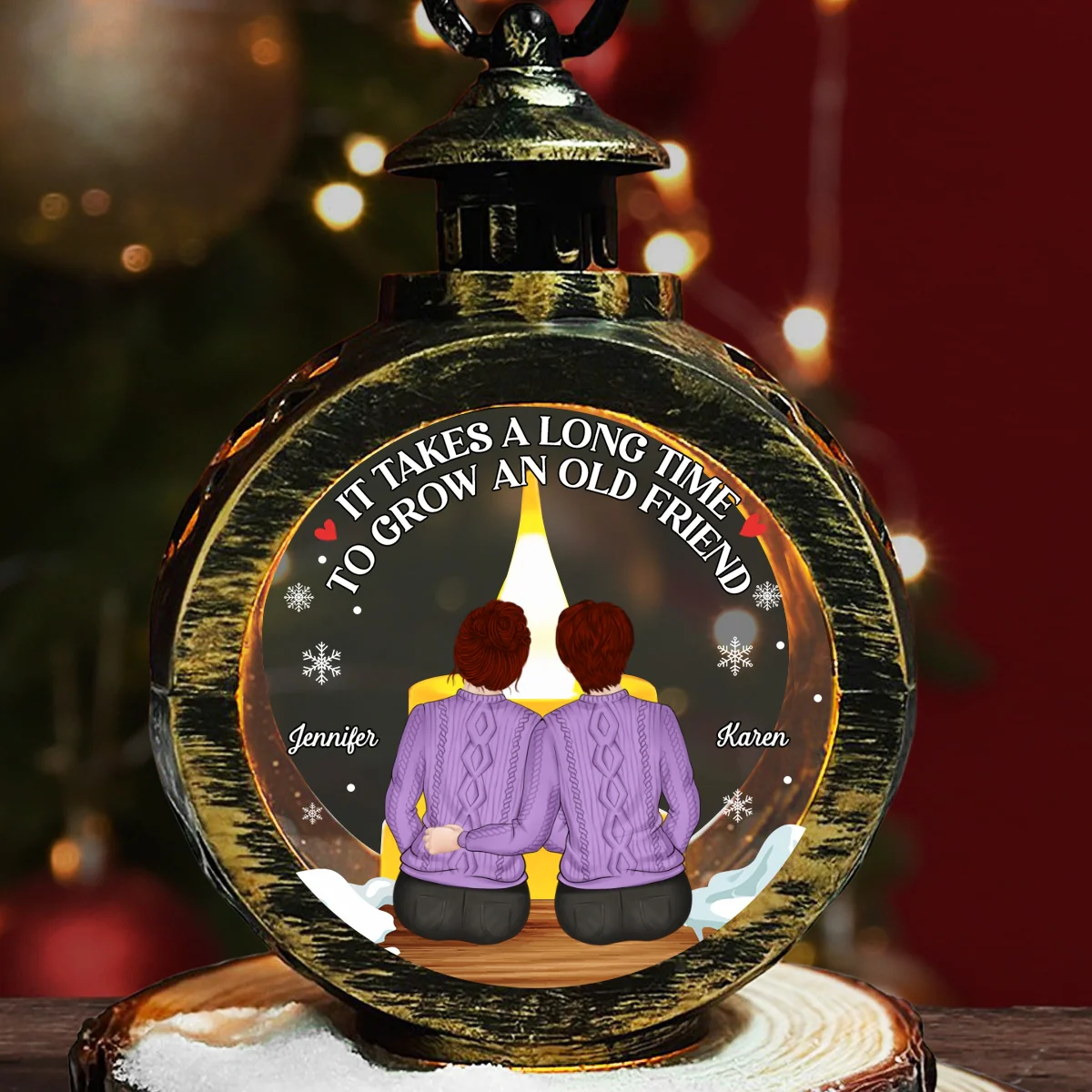 True Friendship Takes Time - Personalized Custom Christmas Lantern - Image 6