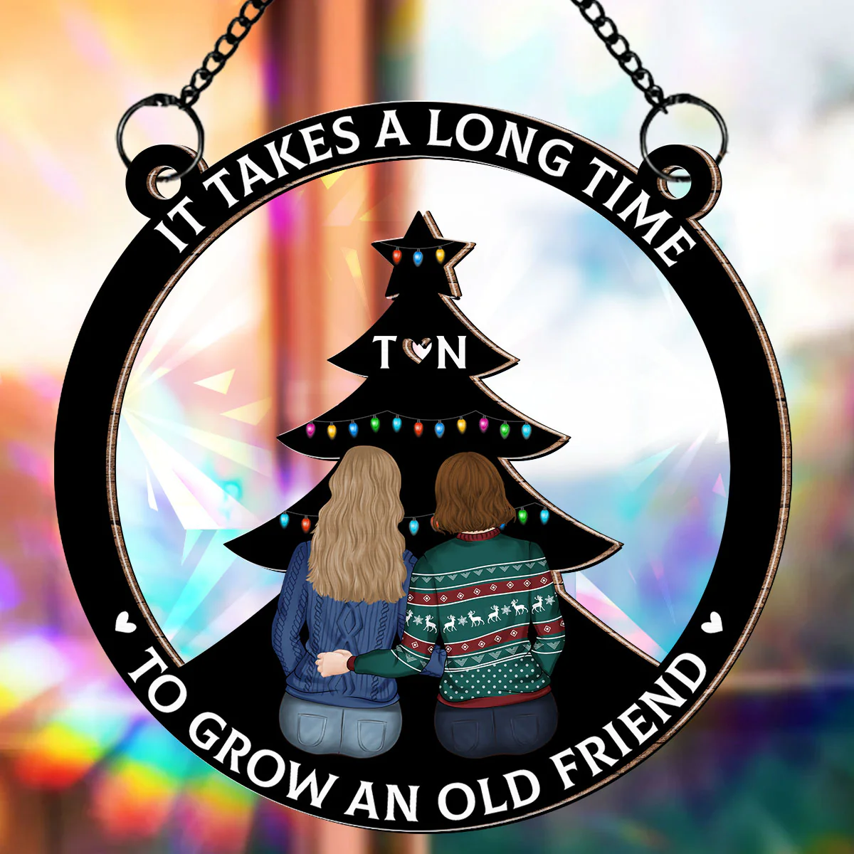 True Friendship Takes Time - Personalized Custom Rainbow Suncatcher - Image 4