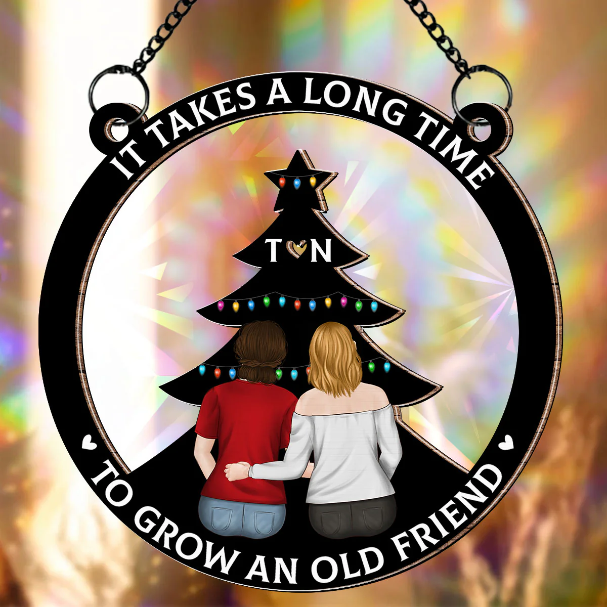True Friendship Takes Time - Personalized Custom Rainbow Suncatcher - Image 5