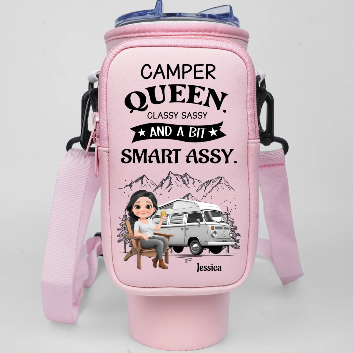 Truly A Queen Of Campers - Personalized Custom Water Bottle Carrier Bag - Image 14