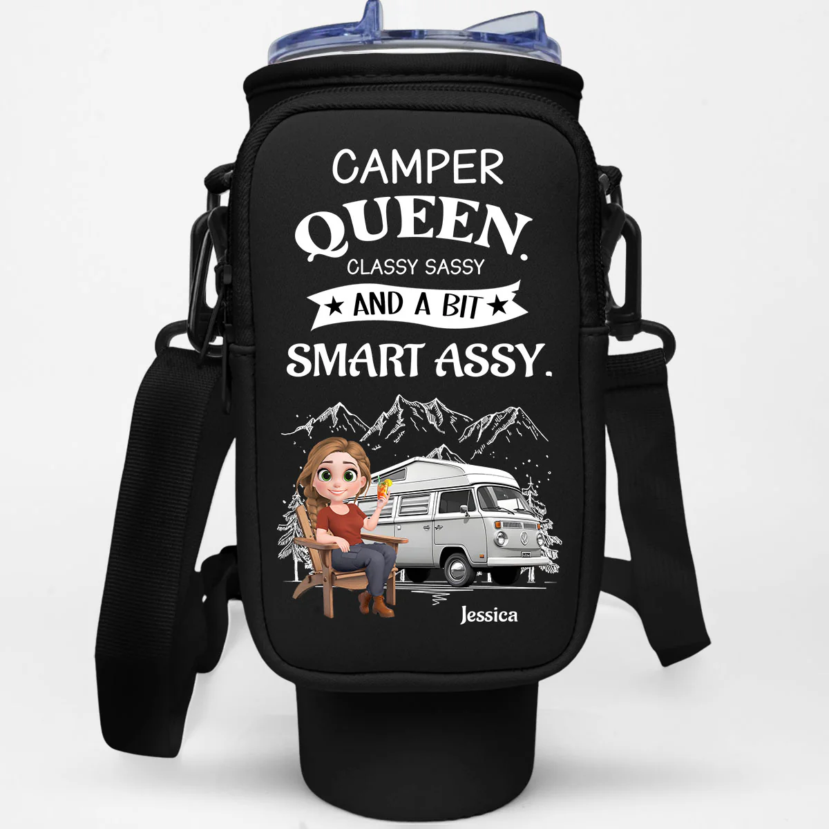 Truly A Queen Of Campers - Personalized Custom Water Bottle Carrier Bag - Image 2
