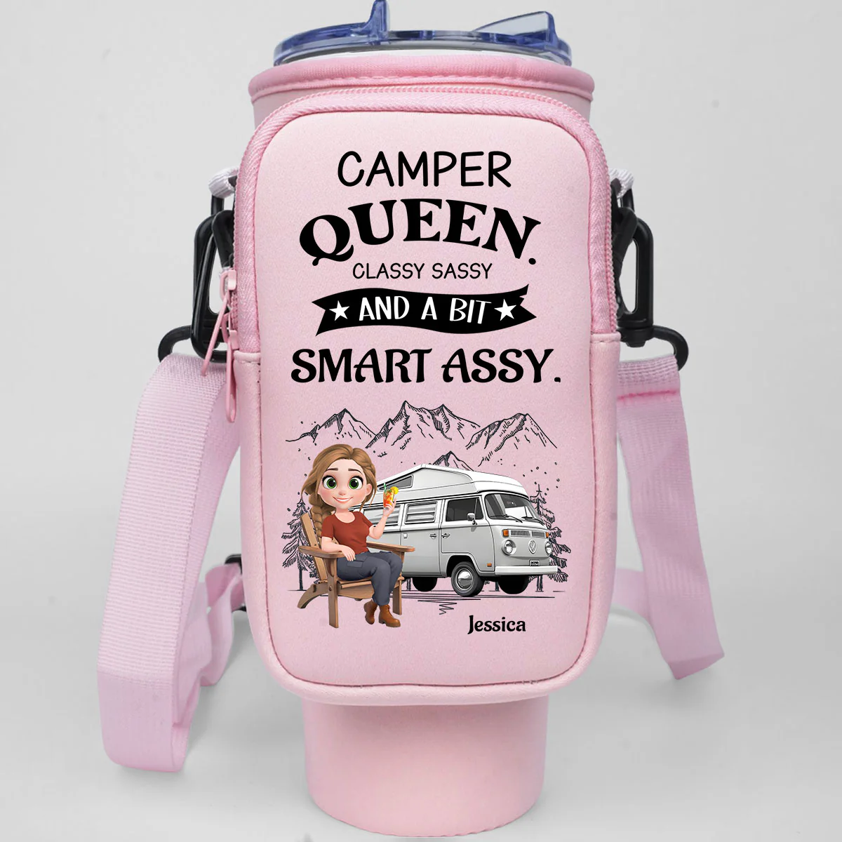 Truly A Queen Of Campers - Personalized Custom Water Bottle Carrier Bag - Image 3