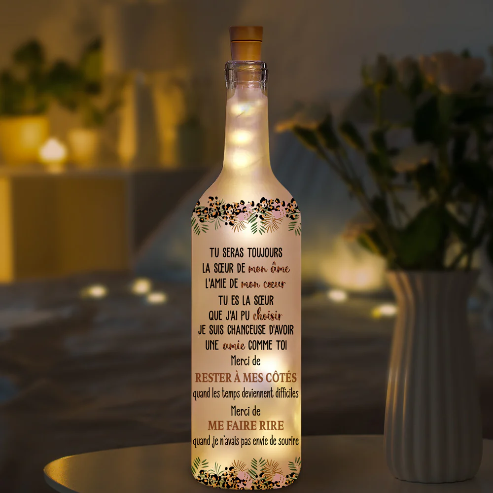 Tu Es Ma Sœur D’âme – Lampe Bouteille Personnalisée - Image 5