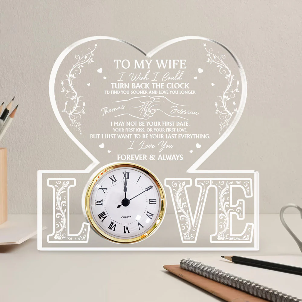Turn Back The Clock - Personalized Custom Acrylic Desk Clock Plaque - Image 5