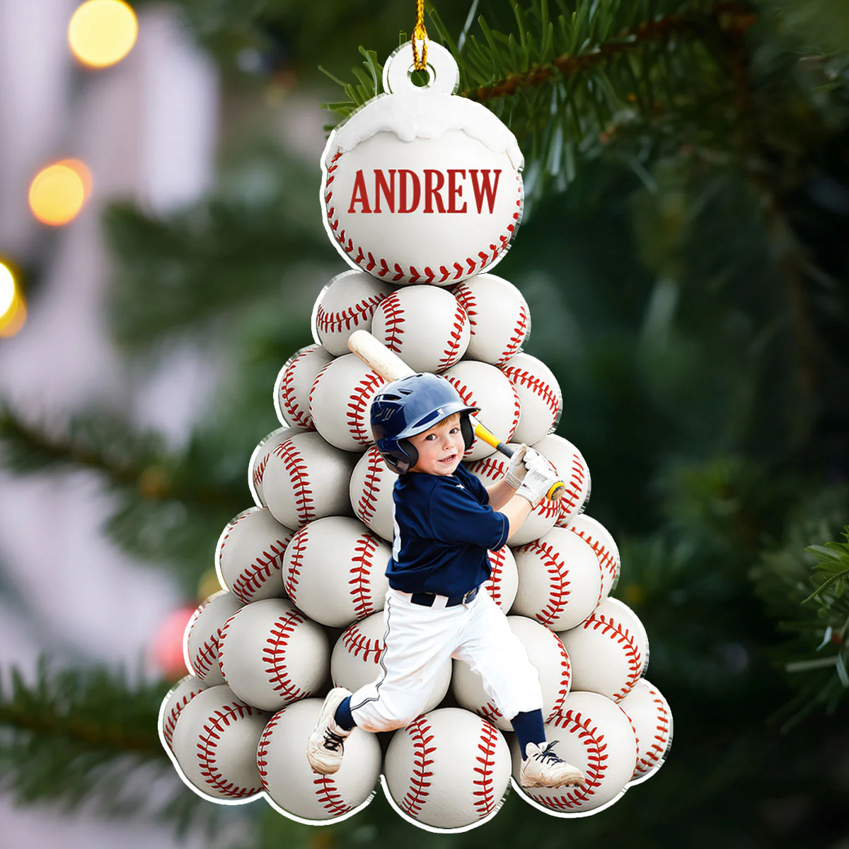Twinkle Baseball Pinetree - Personalized Custom Acrylic Ornament - Image 3