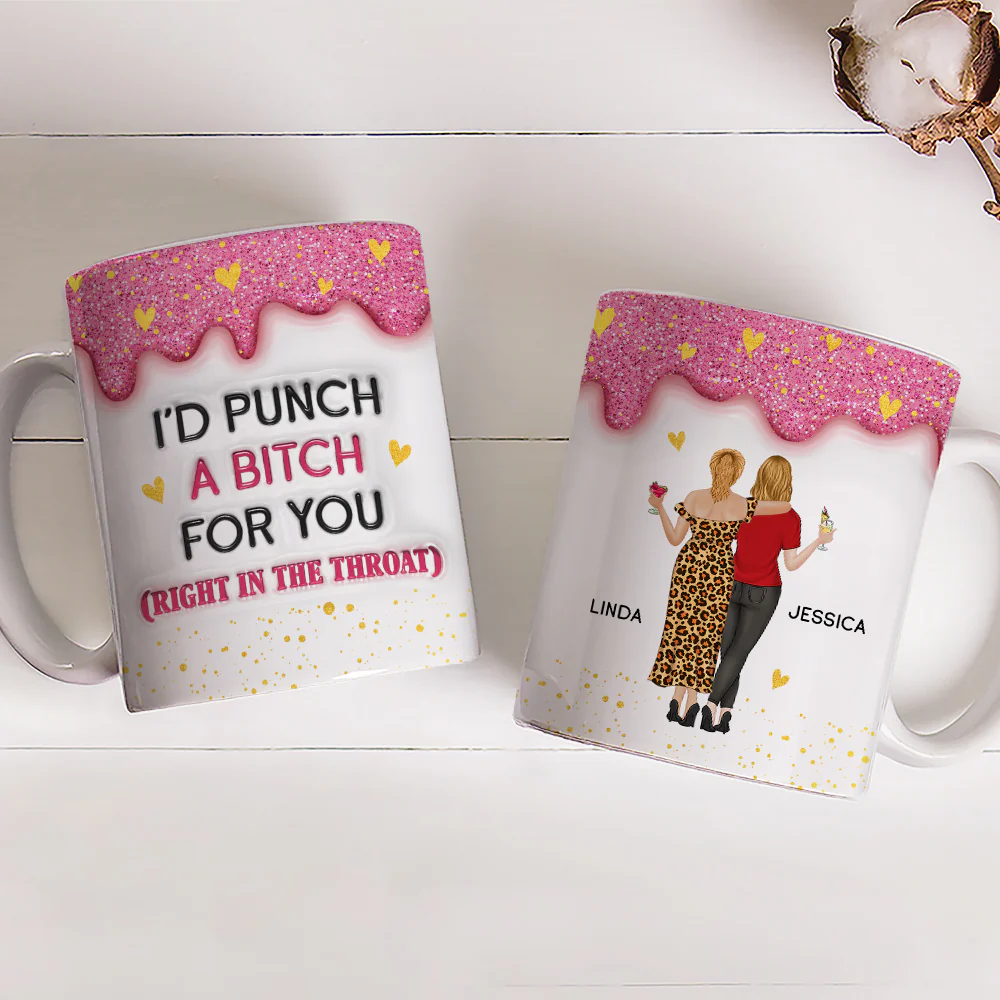 Twinkle Bestie Glitter - Personalized Custom 3D Inflated Effect Mug - Image 4