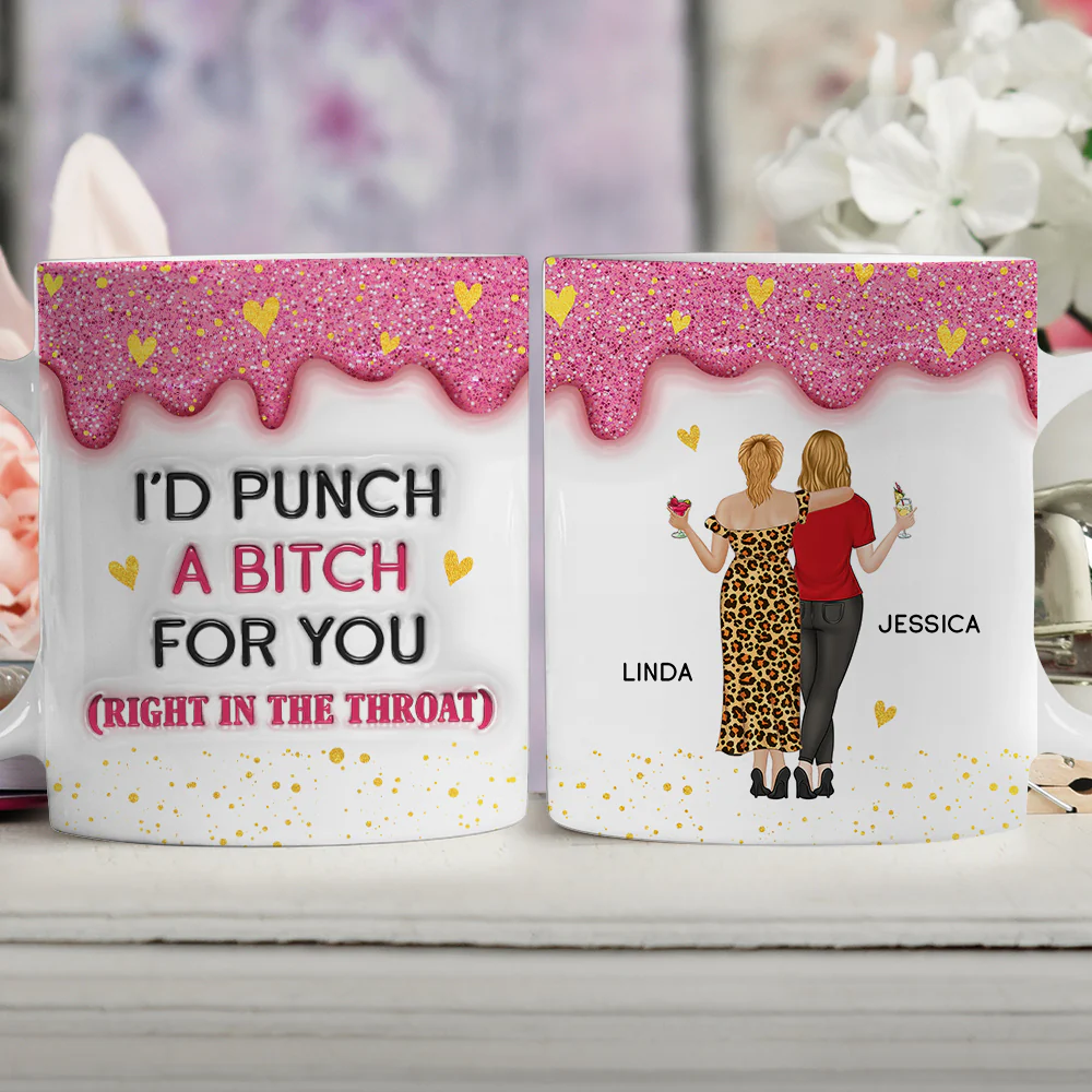 Twinkle Bestie Glitter - Personalized Custom 3D Inflated Effect Mug - Image 5