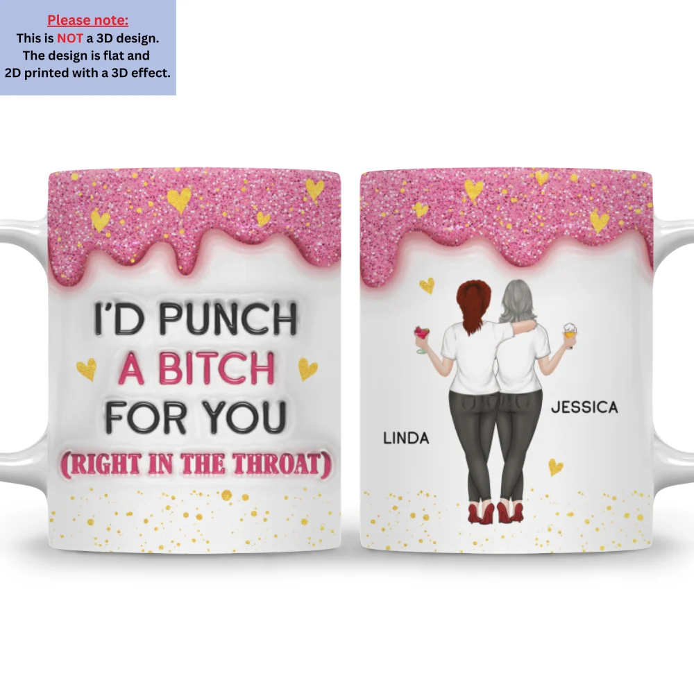 Twinkle Bestie Glitter - Personalized Custom 3D Inflated Effect Mug - Image 8
