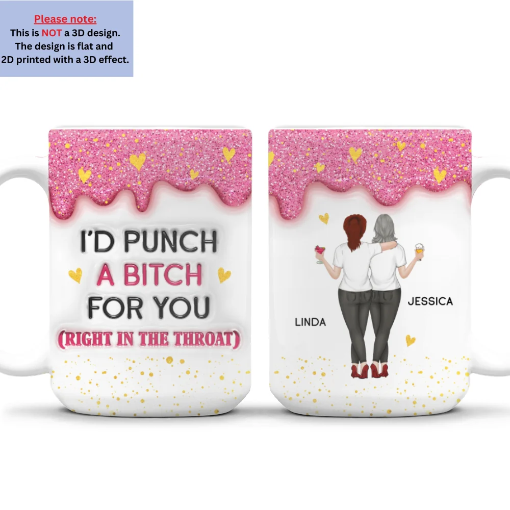 Twinkle Bestie Glitter - Personalized Custom 3D Inflated Effect Mug - Image 9