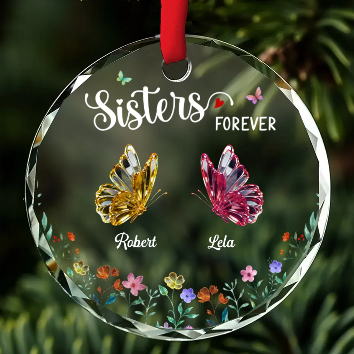 Twinkling Butterflies - Personalized Custom Glass Ornament - Image 6