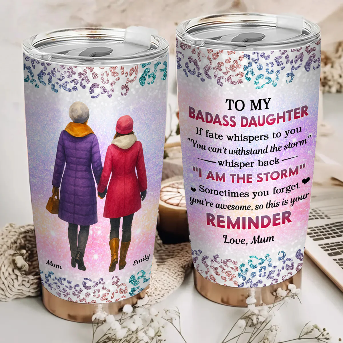 Two Generations One Heart - Personalized Custom Tumbler - Image 4