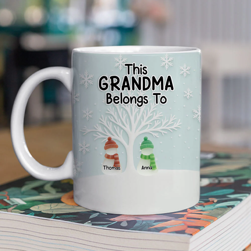 Two Generations One Heart Sea Glass - Personalized Custom 3D Inflated Effect Mug - Image 2