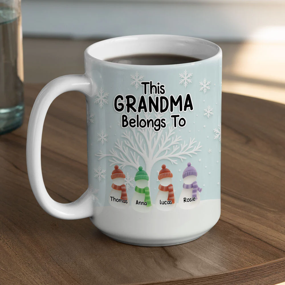 Two Generations One Heart Sea Glass - Personalized Custom 3D Inflated Effect Mug - Image 6
