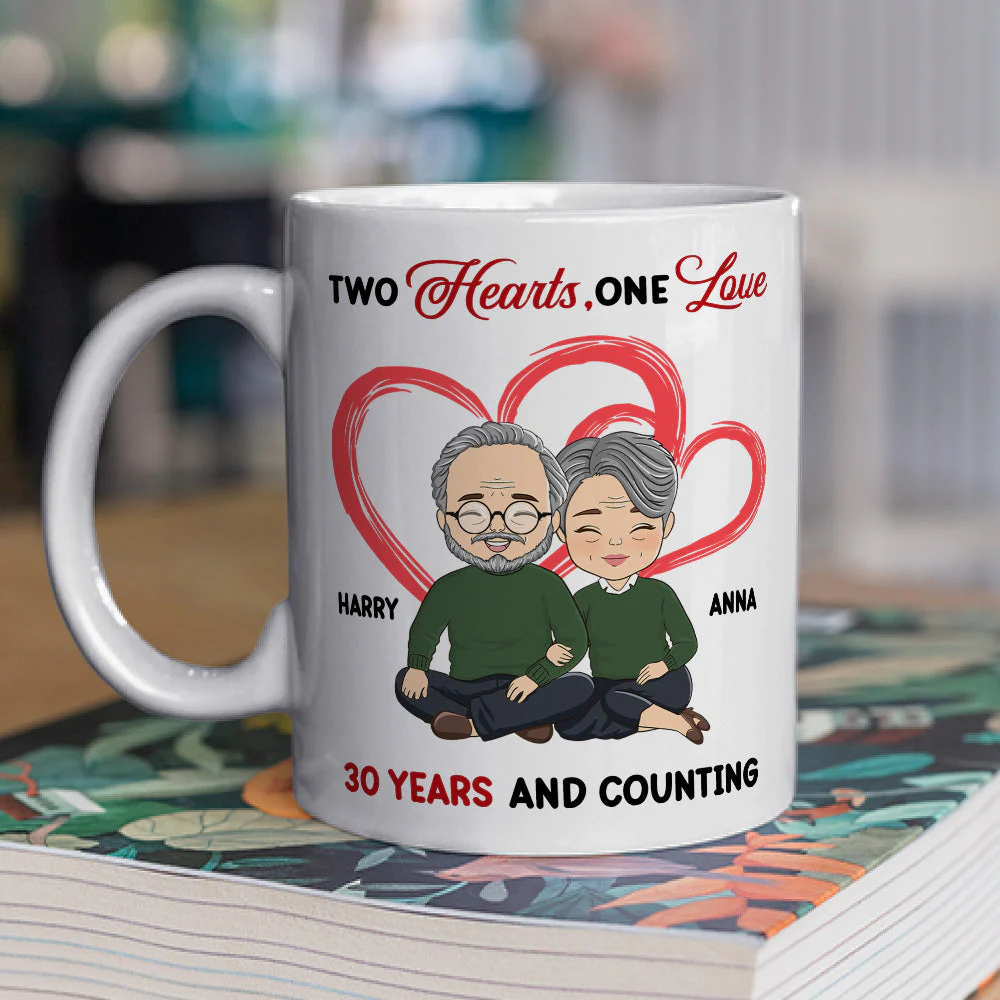 Two Hearts One Love - Personalized Custom Coffee Mug - Image 3