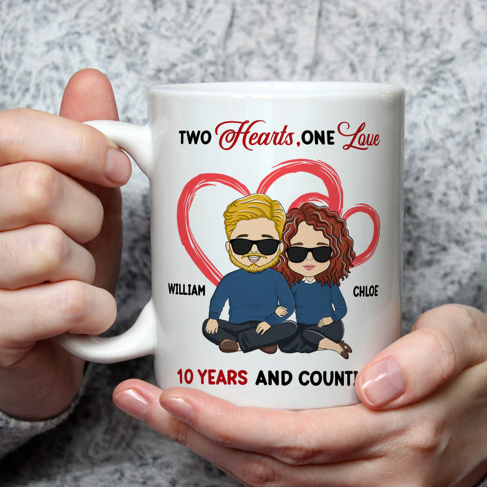 Two Hearts One Love - Personalized Custom Coffee Mug - Image 4